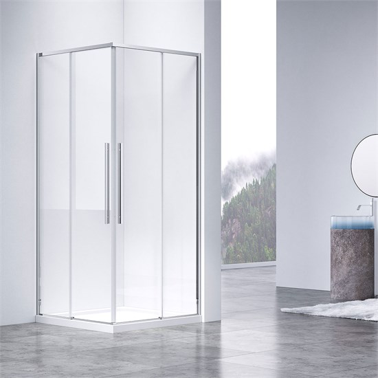 VINCEA Slim-N Душевой уголок квадратный размер 90x90 см, двери раздвижные, профиль - хром / стекло - прозрачное VSS-4SN900CL - фото 315183