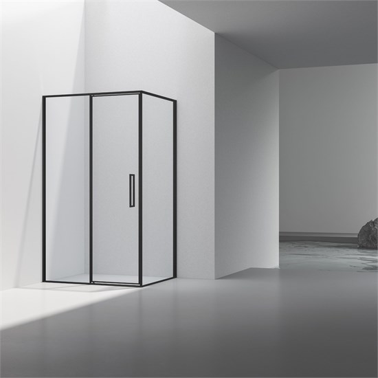VINCEA Slim 8mm Душевой уголок прямоугольный размер 90x120 см, двери распашные, профиль - черный / стекло - прозрачное VSR-4SLP9012CLB - фото 315430