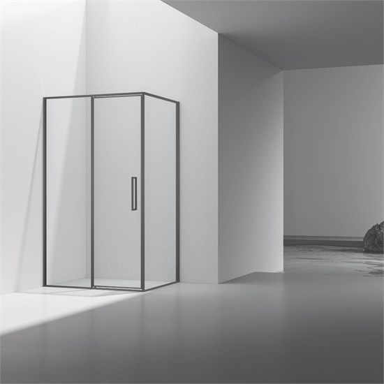 VINCEA Slim 8mm Душевой уголок прямоугольный размер 90x120 см, двери распашные, профиль - вороненая сталь / стекло - прозрачное VSR-4SLP9012CLGM - фото 315442