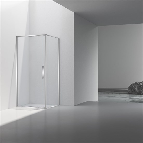 VINCEA Slim 8mm Душевой уголок прямоугольный размер 100x90 см, двери распашные, профиль - хром / стекло - прозрачное VSR-4SLP9010CL - фото 315464