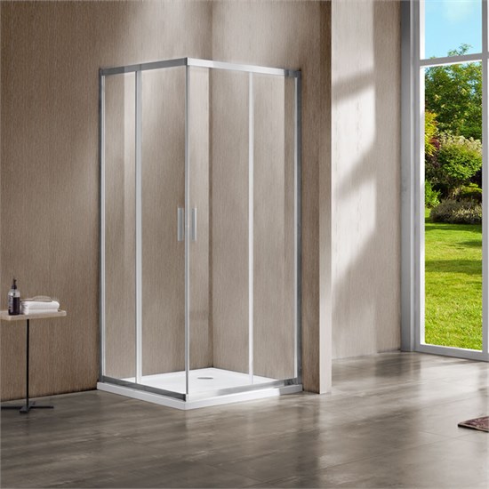 VINCEA Garda Душевой уголок квадратный размер 120x120 см, двери раздвижные, профиль - хром / стекло - прозрачное VSS-1G1212CL - фото 316439