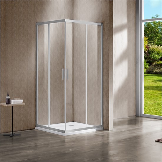 VINCEA Garda Душевой уголок квадратный размер 120x120 см, двери раздвижные, профиль - брашированный никель / стекло - прозрачное VSS-1G1212CLBN - фото 316445