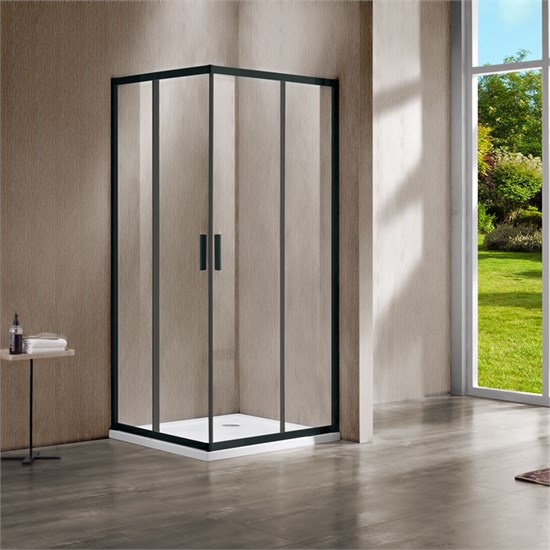 VINCEA Garda Душевой уголок прямоугольный размер 120x80 см, двери раздвижные, профиль - черный / стекло - прозрачное VSS-1G8012CLB - фото 316457