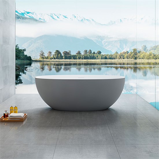 VINCEA Ванна Solid Surface VBT-6S01MG, 1700*750*550, серый/белый мат., слив-перелив VBT-6S01MG - фото 319106