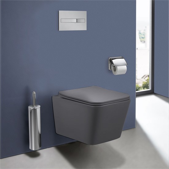 VINCEA Q-Line Унитаз подвесной Q-Line VT1-12MA безободковый, цвет антрацит мат., ультратонкое soft close сиденье VT1-12MA