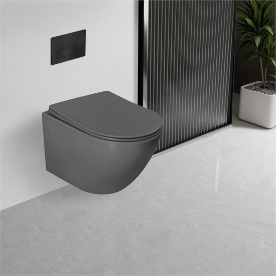 VINCEA Globo Унитаз подвесной Globo VT1-14TMA Tornado, цвет антрацит матовый, ультратонкое soft-close сиденье VT1-14TMA