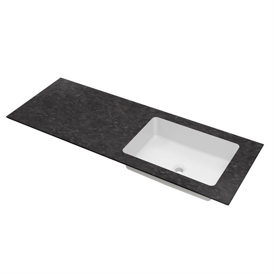 VINCEA Столешница из натурального мрамора с интегрированной раковиной VWTB-4LX140VB-R,правая,черный Версаче VWTB-4LX140VB-R