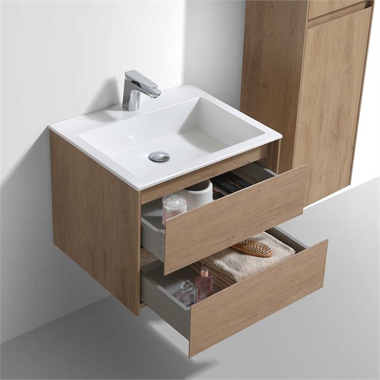 VINCEA База под раковину Luka 600 подвесная, 2 выкатных ящика soft-close, N.Oak VMC-2L600NO - фото 320227