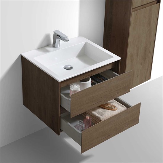 VINCEA База под раковину Luka 600 подвесная, 2 выкатных ящика soft-close, T.Oak VMC-2L600TO - фото 320249