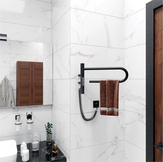 VINCEA Полотенцесушитель электрический VTD-1P1BE 39x25, черный, таймер VTD-1P1BE - фото 321865