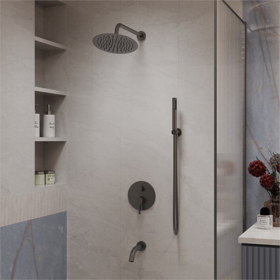 VINCEA Душевой комплект Villa VSFW-1VL3GM встраиваемый, 3 режима, вороненая сталь ???????VSFW-1VL3GM - фото 322312