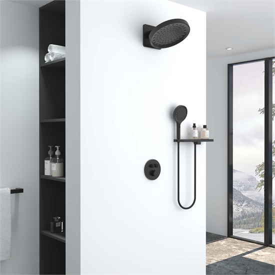 VINCEA Душевой комплект Inspire VSFW-3I22MT3RMB встраиваемый, термостатический, двухрежимный, черный VSFW-3I22MT3RMB - фото 323622