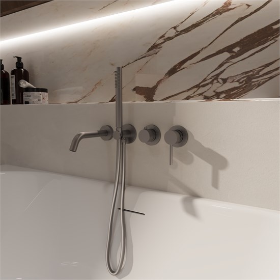 VINCEA Смеситель для ванны Groove VBTW-4G1GM, встраиваемый, вороненая сталь VBTW-4G1GM - фото 324628