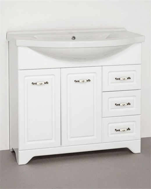 STYLE LINE Тумба с раковиной Style Line Олеандр-2 90 (3 ящ.) под умывальник Эльбрус 90, белая ЛС-00000241 - фото 324957