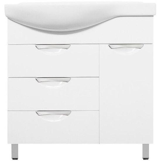 STYLE LINE Тумба "Жасмин 82" (3 ящ.) с корзиной, Коралл 82, правая ЛС-00000527