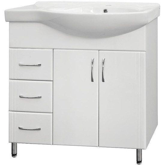 STYLE LINE Тумба с раковиной Style Line Эко Стандарт 25 (3 ящ.) под умывальник Коралл 82, левая ЛС-00000108