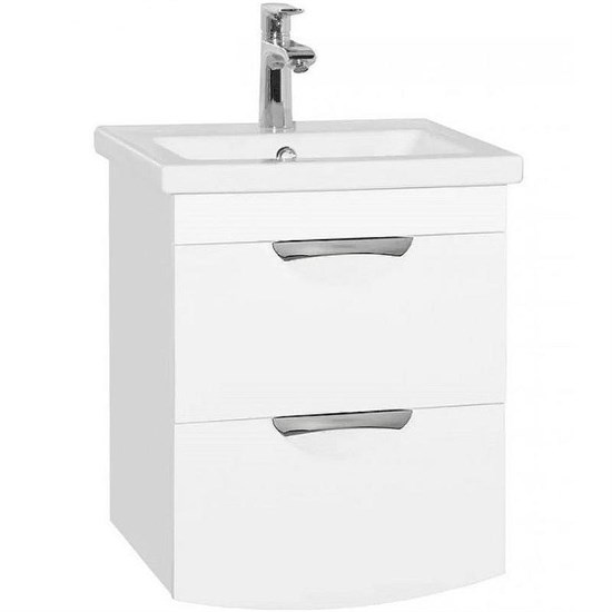 STYLE LINE Тумба подвесная "Жасмин 2" (2 ящ.), Комо 50, Люкс белая, PLUS ЛС-000010039