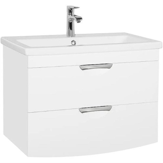 STYLE LINE Тумба подвесная "Жасмин 2" (2 ящ.), Комо 80, Люкс белая, PLUS ЛС-000010037