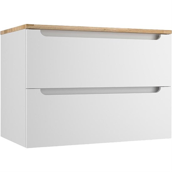 STYLE LINE Тумба подвесная "Бали 80" 2 ящика со столешницей БЕЛЫЙ СОФТ ЛС-00002339
