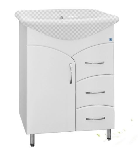 STYLE LINE Тумба напольная Эко Стандарт 22 (3 ящ.) под умывальник Байкал 65 ЛС-00000104