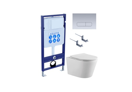 SET AQUATEK ВЕГА-1905-014 (рама AQUATEK Standard INS-0000012 с клавишей KDI-0000014 и крепежом KKI-0000002+унитаз ВЕГА AQ1905-00 с тонким сиденьем sc SET AQUATEK ВЕГА-1905-014