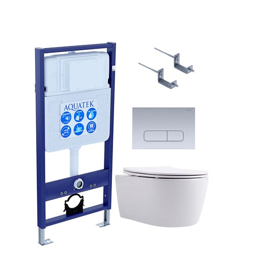 SET AQUATEK ЕВРОПА cmp014 (рама AQUATEK Standard INS-0000012, клавиша KDI-0000014, крепеж KKI-0000002+унитаз ЕВРОПА AQ1106-00 с тонким сиденьем sc) SET AQUATEK ЕВРОПА cmp014