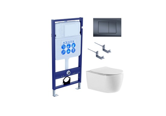 Set AQUATEK ЕВРОПА T-033 4в1 (рам INS-0000012 отдельностоящая + крепление KKI-0000002 + кнопкаKDI-0000033 +унитаз ЕВРОПА AQ1106T-00 с крышкой Set AQUATEK ЕВРОПА T-033 4в1