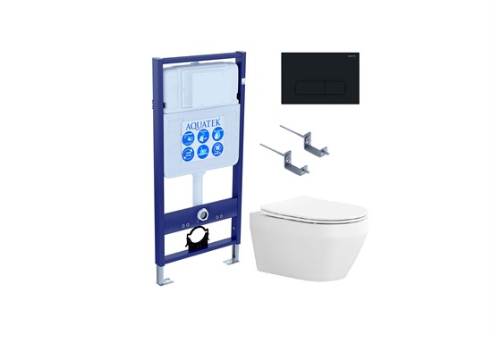 SET AQUATEK ЛЕЯ Т (рама AQUATEK Standard INS-0000012, клавиша KDI-0000017 ,KKI-0000002 крепёж+унитаз ЛЕЯ AQ1199T-00 с тонким сиденьем soft-close SET AQUATEK ЛЕЯ Т-017 4в1