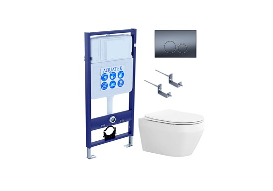 SET AQUATEK ЛЕЯ Т (рама AQUATEK Standard INS-0000012, клавиша KDI-0000035 ,KKI-0000002 крепёж+унитаз ЛЕЯ AQ1199T-00 с тонким сиденьем soft-close SET AQUATEK ЛЕЯ Т-035 4в1