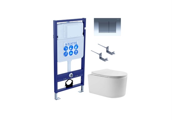 SET AQUATEK МИЯ 4в1 (рама AQUATEK Standard INS-0000012+ кркпеж KKI-0000002+клавиша KDI-0000010+унитаз МИЯ AQ2004-00 с тонким сиденьем soft-close SET AQUATEK МИЯ-010 4в1