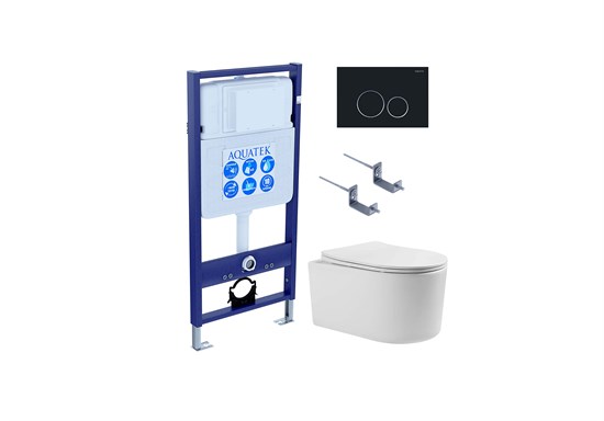 SET AQUATEK МИЯ 4в1 (рама AQUATEK Standard INS-0000012+ кркпеж KKI-0000002+клавиша KDI-0000020+унитаз МИЯ AQ2004-00 с тонким сиденьем soft-close SET AQUATEK МИЯ-020 4в1