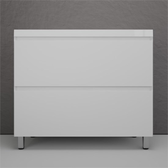 STYLE LINE Тумба напольная "Манхэттен 100" ЭМАЛЬ под ASTI 100 2 ящика PLUS белый матовый ЛС-00002368