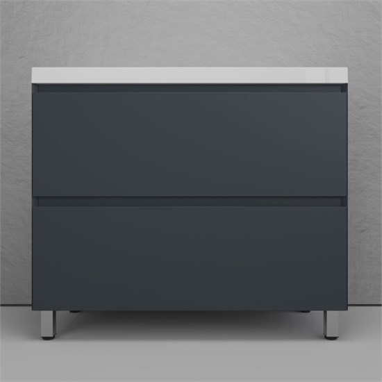 STYLE LINE Тумба напольная "Манхэттен 100" ЭМАЛЬ под ASTI 100 2 ящика PLUS графит ЛС-00002369