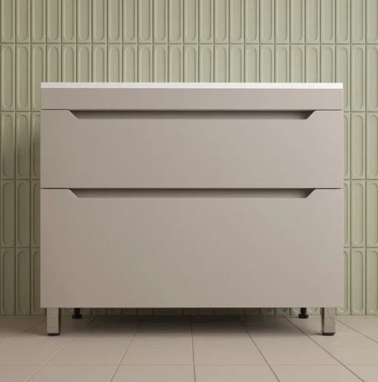 STYLE LINE Тумба напольная "Остин" под раковину Фортуна 100 2 ящ крем эмаль PLUS ЛС-00002401