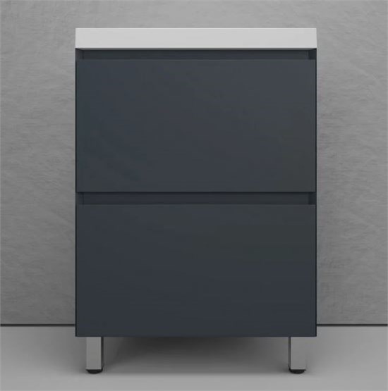 STYLE LINE Тумба напольная "Манхэттен 60" ЭМАЛЬ под ASTI 60 2 ящика PLUS графит ЛС-00002378