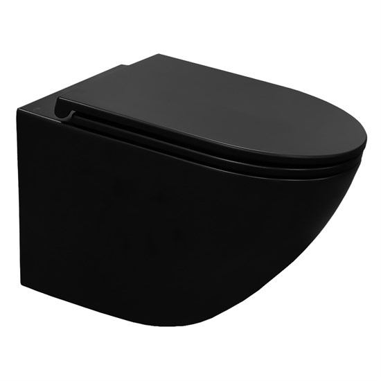 AZARIO Grado Унитаз подвесной 370х490х360 безободковый, слив "Скрытое Торнадо", с быстросъемным сидением микролифт, черный матовый (AZ-0046-UQ3-MB) AZ-0046-UQ3-MB