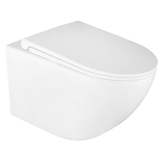 AZARIO Bonelle Унитаз подвесной 345х490х350 безободковый, смыв "Торнадо", с быстросъемным сиденьем микролифт (AZ-2801E) AZ-2801E