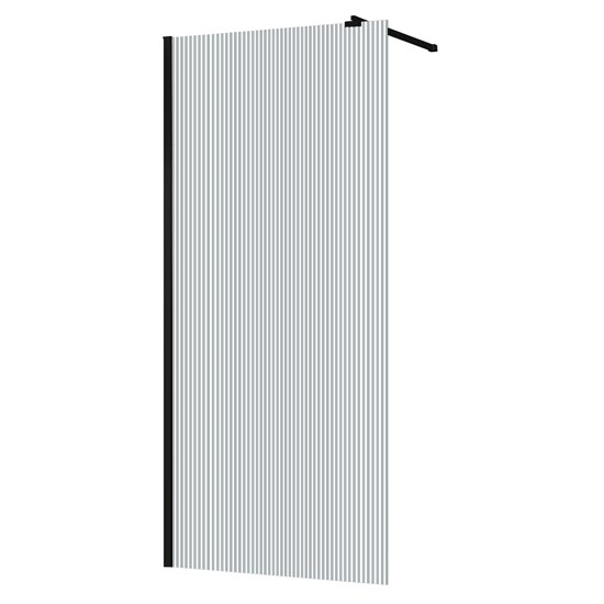 AZARIO Душевая перегородка Walk-in 1100х1950 рифленое стекло 8 мм, профиль черный матовый (AZ-251-110-MB-CRF) AZ-251-110-MB-CRF