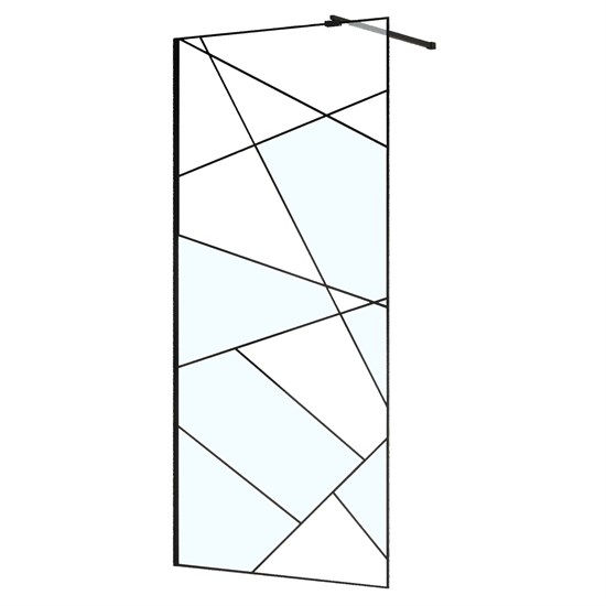 AZARIO Душевая перегородка Walk-in 900x1950 в рамке, графический принт, толщина стекла 8 мм, профиль черный матовый (AZ-271-90-MB-CGP) AZ-271-90-MB-CGP