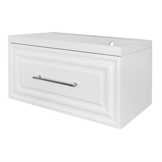 AZARIO Комплект Тумба LAURA 80/1 800х450х455 подвесная, с раковиной CLASSIK 80, белый глянцевый, фурнитура хром (CS00096989) CS00096989