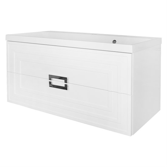 AZARIO Комплект Тумба ARMARIO 100/2 1000х450х585 подвесная, с раковиной CLASSIK 100, белый глянцевый (CS00096974) CS00096974