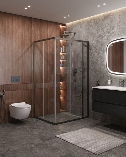 CEZARES Molveno Душевой уголок прямоугольный размер 120x100 см двери раздвижные профиль - оружейная сталь / стекло - прозрачное MOLVENO-AH-21-100+20-C-GM-IV