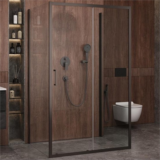 CEZARES Molveno Душевой уголок прямоугольный размер 140x90 см двери раздвижные профиль - оружейная сталь / стекло - прозрачное MOLVENO-AH-12-140/90-C-GM-IV