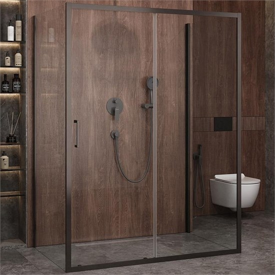 CEZARES Molveno Душевой уголок прямоугольный размер 150x90 см двери раздвижные профиль - оружейная сталь / стекло - прозрачное MOLVENO-AH-12-150/90-C-GM-IV