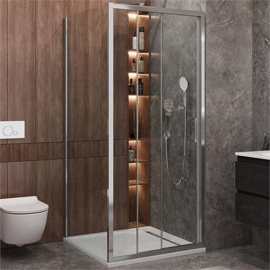 CEZARES Molveno Душевой уголок прямоугольный размер 100x90 см двери раздвижные профиль - хром / стекло - прозрачное MOLVENO-AHF-31-100/90-C-CR-IV