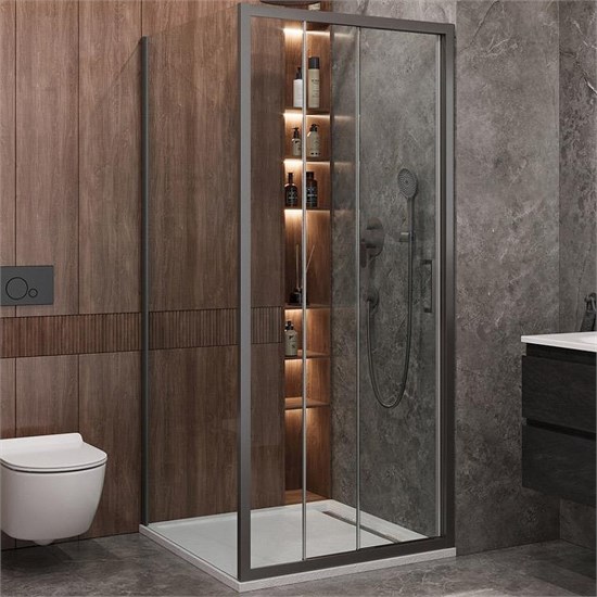 CEZARES Molveno Душевой уголок прямоугольный размер 100x90 см двери раздвижные профиль - оружейная сталь / стекло - прозрачное MOLVENO-AHF-31-100/90-C-GM-IV