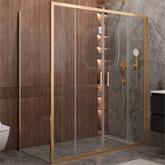 CEZARES Molveno Душевой уголок прямоугольный размер 170x90 см двери раздвижные профиль - брашированное золото / стекло - прозрачное MOLVENO-AH-2/1-170/90-C-BORO-IV
