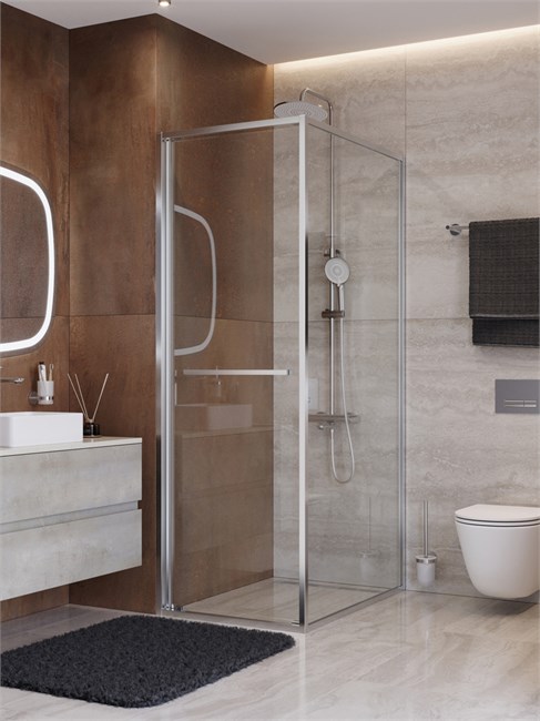 CEZARES Lux Душевой уголок прямоугольный двери раздвижные размер 80x100 см, цвет профиль - хром / стекло - прозрачное LUX-AH-FS-1-80/100-C-CR