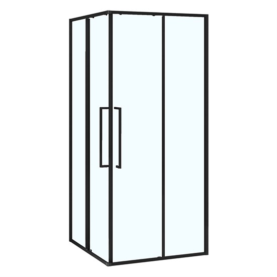 AZARIO Душевое ограждение SHANGHAI 1000х1000х1950 прозрачное стекло 6 мм, профиль черный матовый, двери раздвижные AZ-R43-100-MB-CL