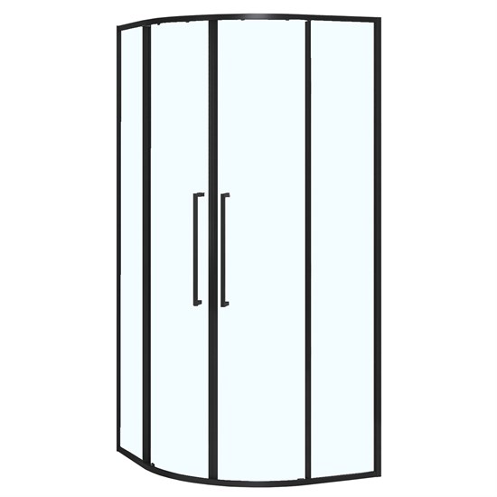 AZARIO Душевое ограждение SHANGHAI 900х900х1950 четверть круга, прозрачное стекло 6 мм, профиль черный матовый, двери раздвижные AZ-S43-90-MB-CL